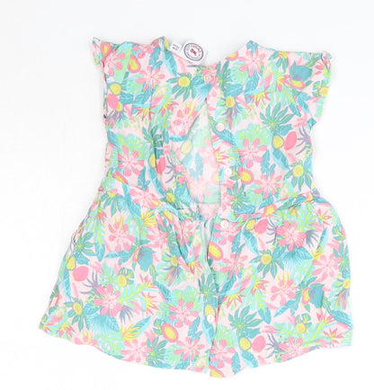 La Compagnie des Petits Baby Multicoloured Floral Viscose A-Line  Size 12 Months  Round Neck
