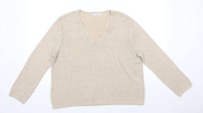 Womens UK Size L MNG Beige Pullover Jumper