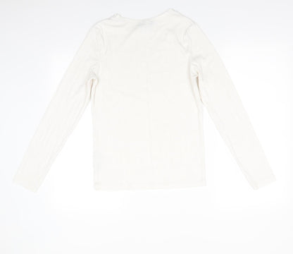 Womens UK Size 14 New Look Ivory Jersey T-Shirt