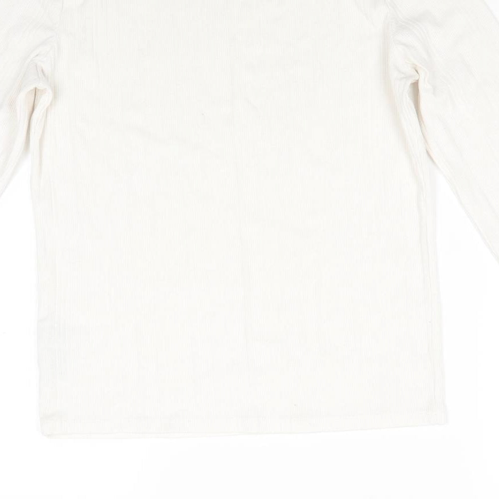 Womens UK Size 14 New Look Ivory Jersey T-Shirt