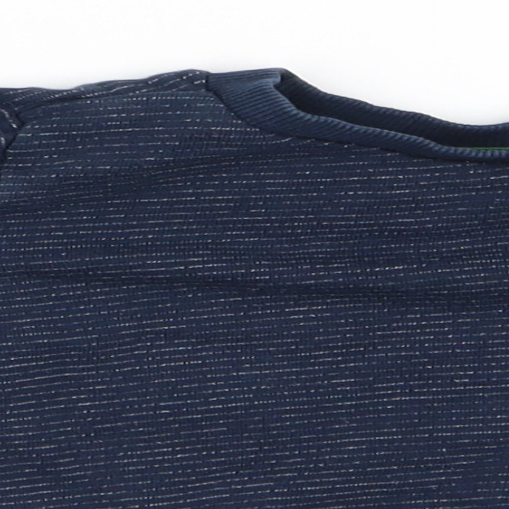 Florence and Fred Boys Blue Striped Cotton Pullover Sweatshirt Size 2-3 Years  Pullover - Fine White Stripe Green Star Logo