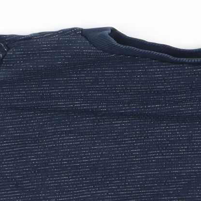 Florence and Fred Boys Blue Striped Cotton Pullover Sweatshirt Size 2-3 Years  Pullover - Fine White Stripe Green Star Logo