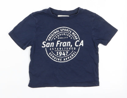 H&M Boys Blue  Cotton Pullover T-Shirt Size 2-3 Years Round Neck  - Original Sports Wear San Fran, CA