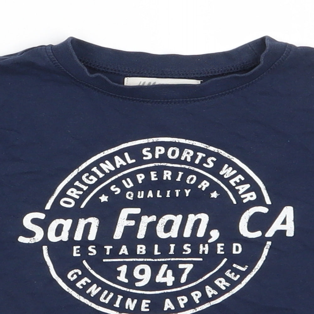 H&M Boys Blue  Cotton Pullover T-Shirt Size 2-3 Years Round Neck  - Original Sports Wear San Fran, CA
