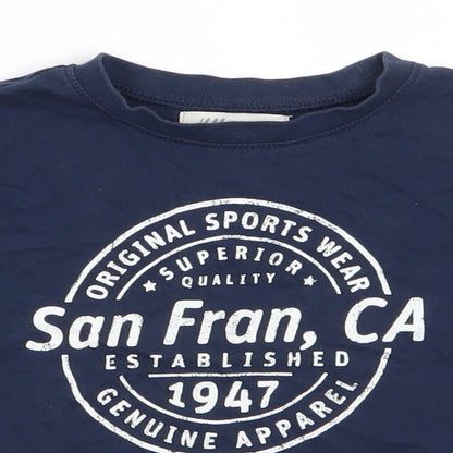 H&M Boys Blue  Cotton Pullover T-Shirt Size 2-3 Years Round Neck  - Original Sports Wear San Fran, CA