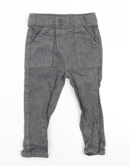 Nutmeg Boys Grey Herringbone Cotton Dungaree One-Piece Size 12-18 Months  Pullover