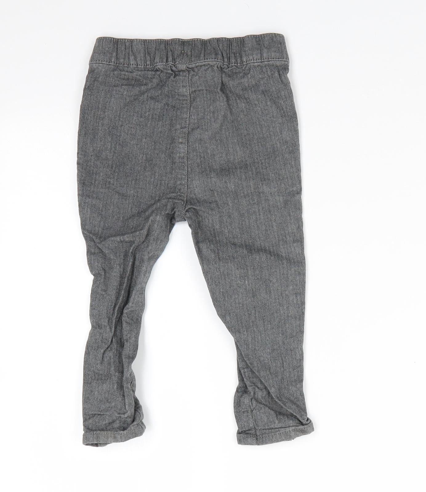 Nutmeg Boys Grey Herringbone Cotton Dungaree One-Piece Size 12-18 Months  Pullover
