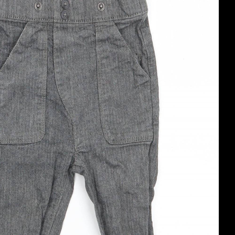 Nutmeg Boys Grey Herringbone Cotton Dungaree One-Piece Size 12-18 Months  Pullover