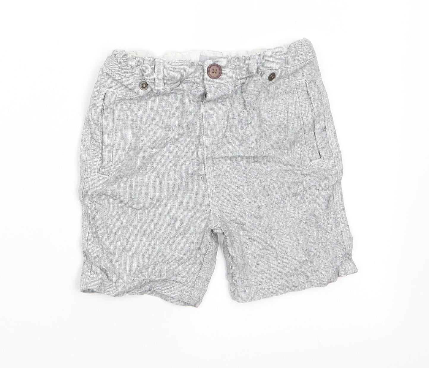 Primark Boys Grey Check Linen Dungarees Trousers Size 2-3 Years  Regular Button - Linen Look trousers