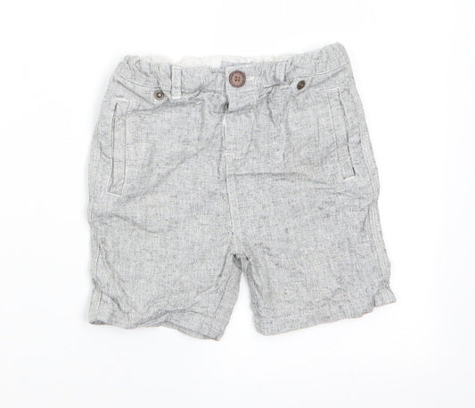 Primark Boys Grey Check Linen Dungarees Trousers Size 2-3 Years Regular Button - Linen Look trousers