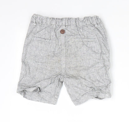 Primark Boys Grey Check Linen Dungarees Trousers Size 2-3 Years  Regular Button - Linen Look trousers