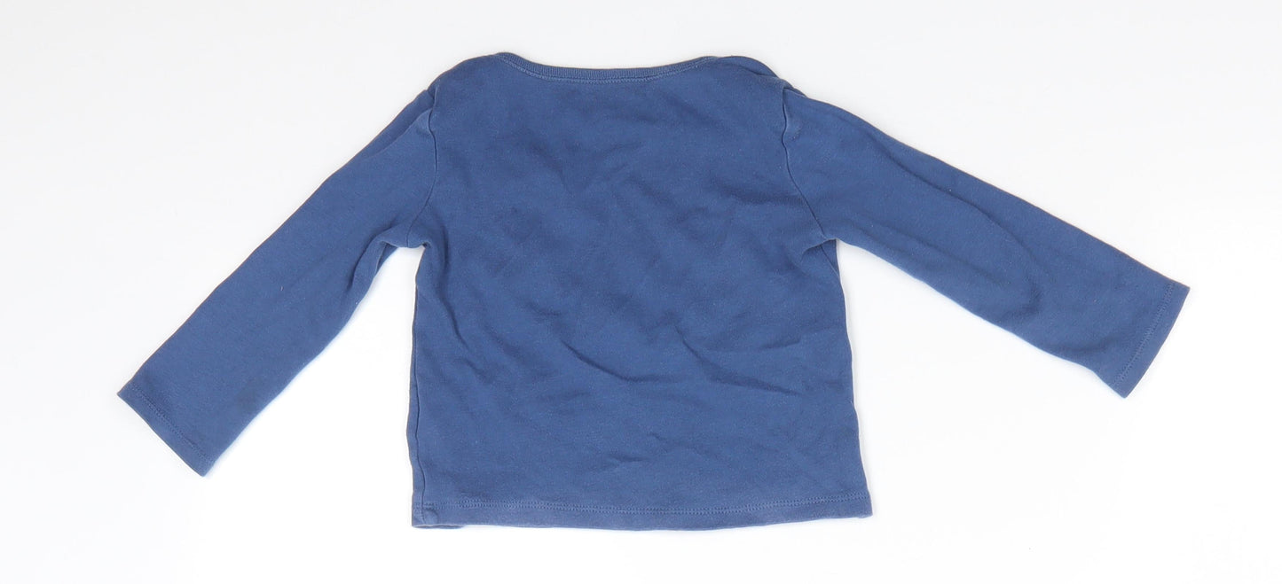 Disney Baby Baby Blue Animal Print Cotton Pullover Casual Size 12-18 Months Crew Neck  - Mickey Mouse Little Dude