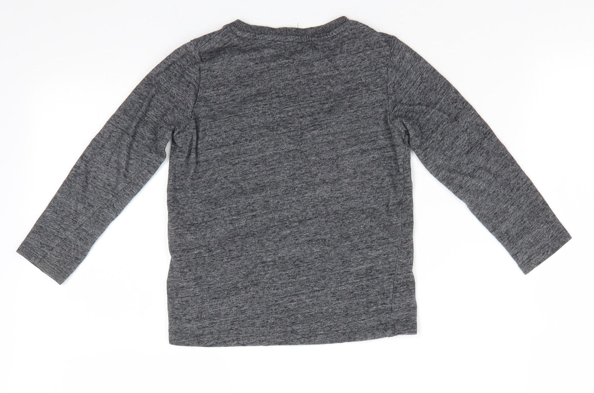 Back view of Tom Tailor boys’ grey animal print cotton basic casual, size 2-3, years roll neck pullover - player eagle head