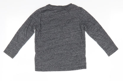 Back view of Tom Tailor boys’ grey animal print cotton basic casual, size 2-3, years roll neck pullover - player eagle head