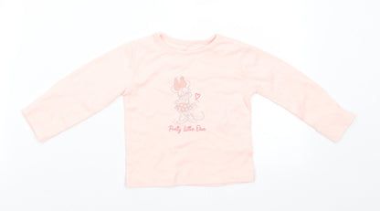 Disney by George Girls Pink Animal Print Cotton  Pyjama Top Size 3-6 Months  Pullover - Peach Minnie Mouse