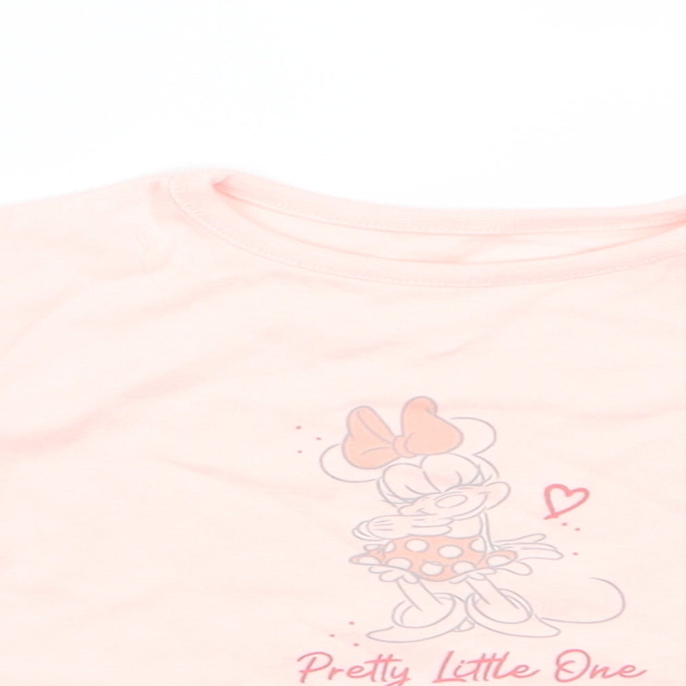 Disney by George Girls Pink Animal Print Cotton  Pyjama Top Size 3-6 Months  Pullover - Peach Minnie Mouse
