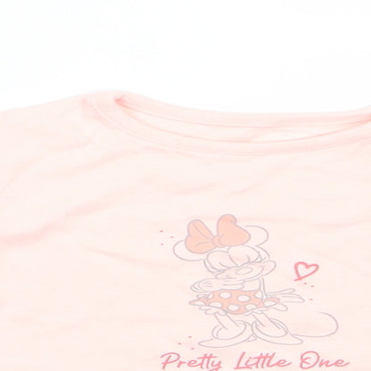 Disney by George Girls Pink Animal Print Cotton  Pyjama Top Size 3-6 Months  Pullover - Peach Minnie Mouse