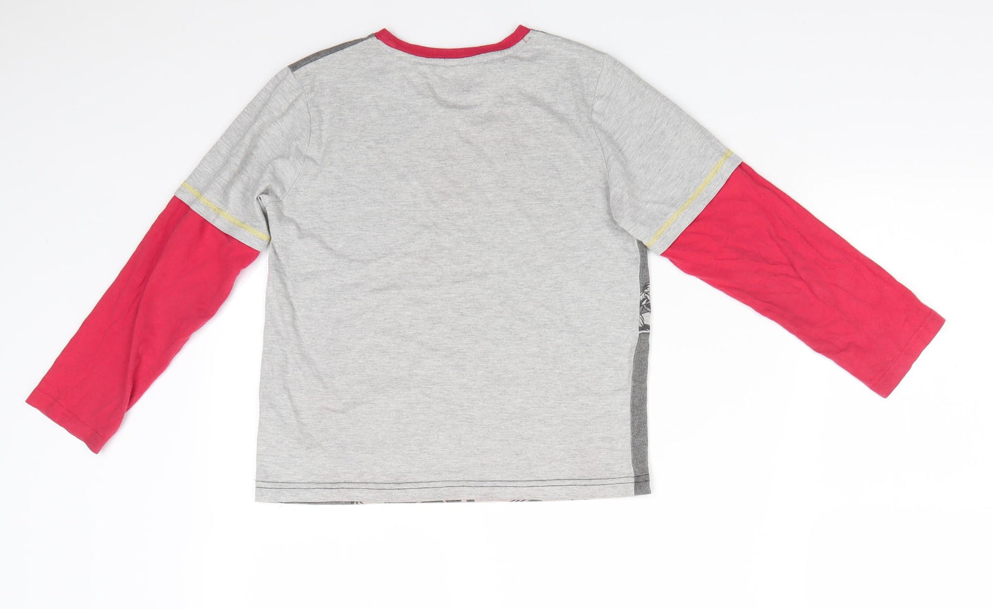 Avengers by George Boys Grey Solid Cotton  Pyjama Top Size 9-10 Years  Pullover - Faux Red Short Sleeves Character print
