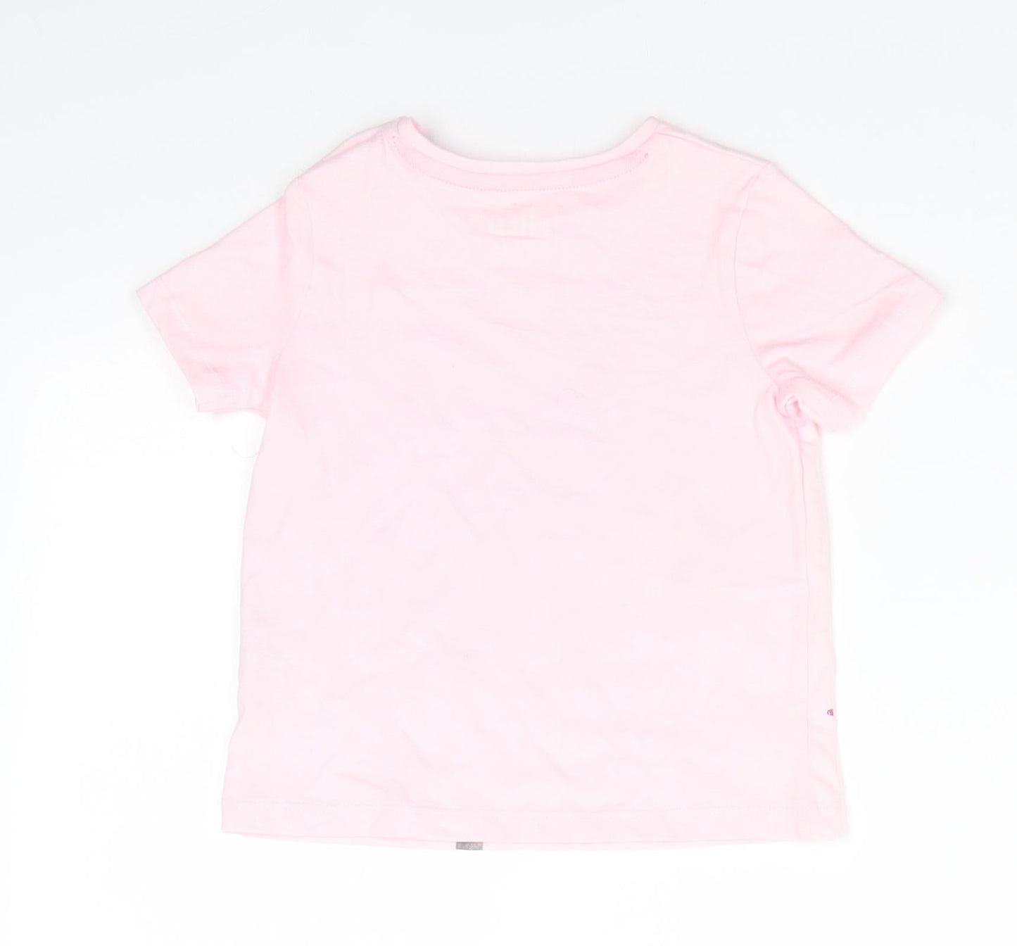 Fred & Flo Girls Pink Animal Print Cotton Basic T-Shirt Size 9-12 Months Round Neck Snap - Pale Pink Kuwala Time for a hug
