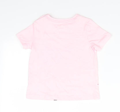 Fred & Flo Girls Pink Animal Print Cotton Basic T-Shirt Size 9-12 Months Round Neck Snap - Pale Pink Kuwala Time for a hug