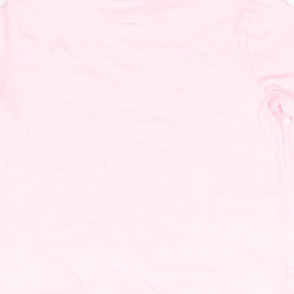 Fred & Flo Girls Pink Animal Print Cotton Basic T-Shirt Size 9-12 Months Round Neck Snap - Pale Pink Kuwala Time for a hug
