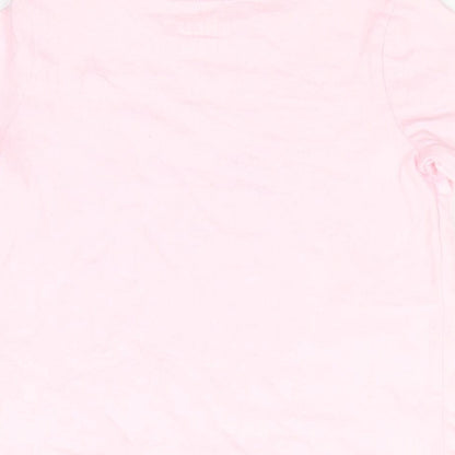 Fred & Flo Girls Pink Animal Print Cotton Basic T-Shirt Size 9-12 Months Round Neck Snap - Pale Pink Kuwala Time for a hug
