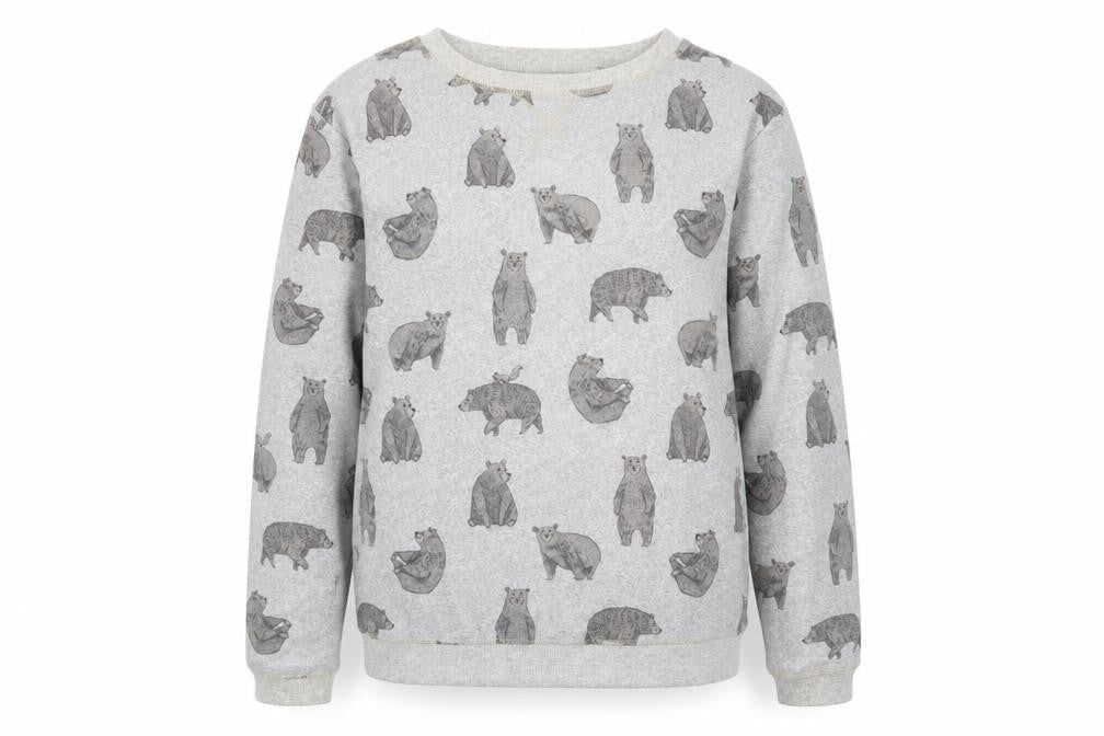 Front view of Next women’s grey animal print polyester top pyjama top, size XS