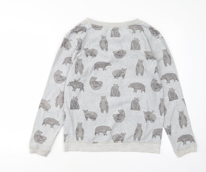 NEXT Womens Grey Animal Print Polyester Top Pyjama Top Size XS