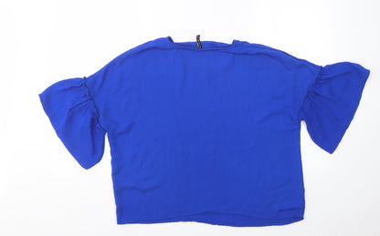 Womens UK Size XL Stradivarius Blue Basic Blouse