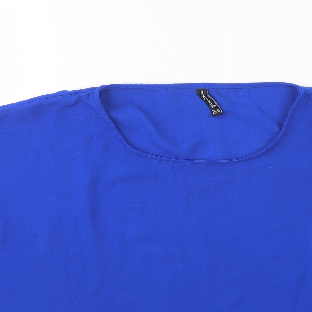 Womens UK Size XL Stradivarius Blue Basic Blouse