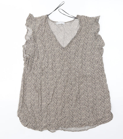 Papaya Womens Multicoloured Animal Print Viscose Basic Blouse Size 14 V-Neck