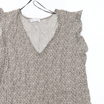 Papaya Womens Multicoloured Animal Print Viscose Basic Blouse Size 14 V-Neck