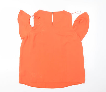 F&F Womens Orange  Polyester Basic Blouse Size 14 Round Neck