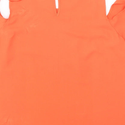 F&F Womens Orange  Polyester Basic Blouse Size 14 Round Neck