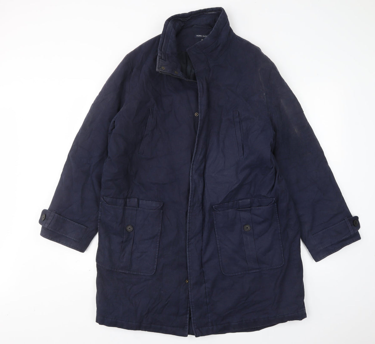 Additional front view of Hope+ Glory women’s blue overcoat coat, size S