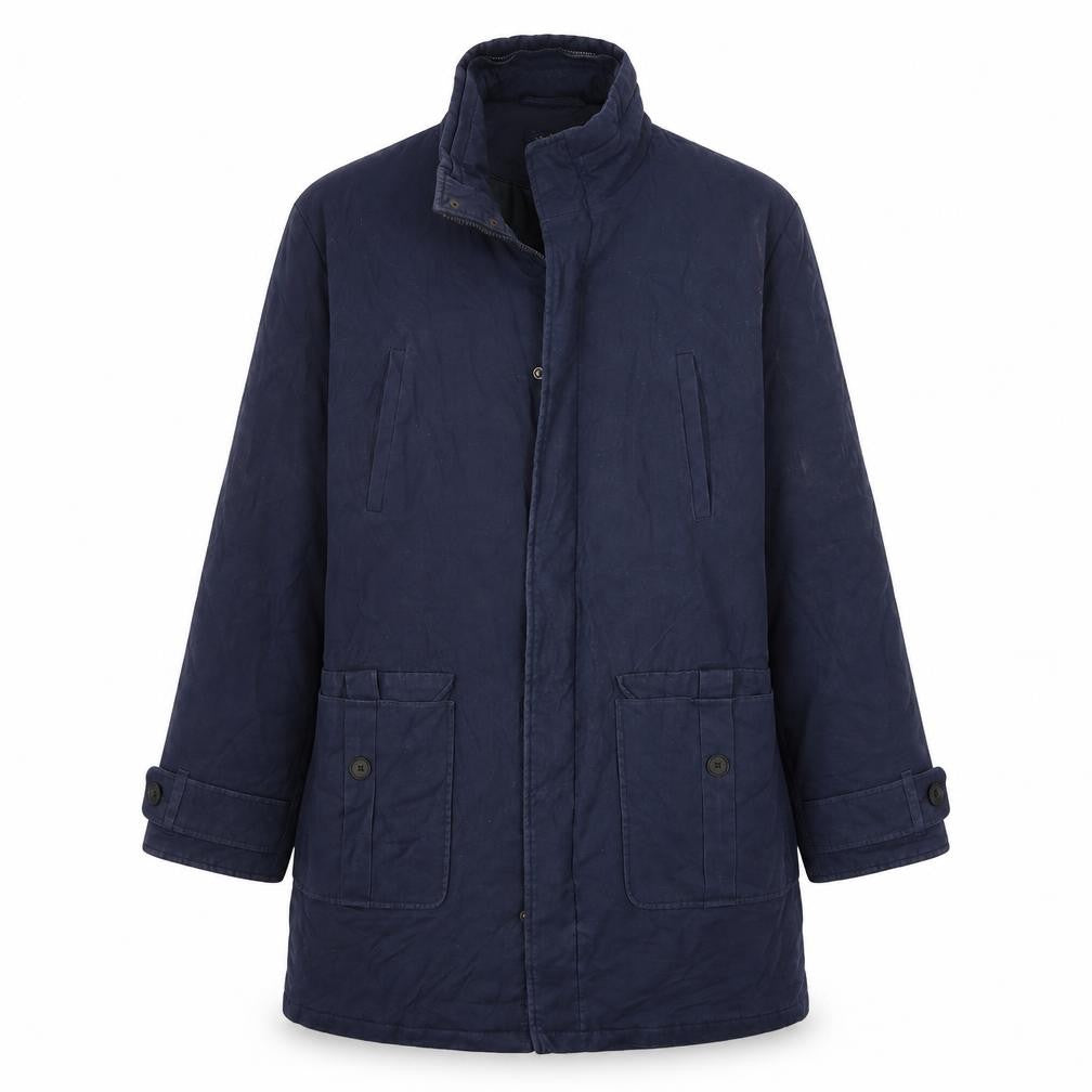 Front view of Hope+ Glory women’s blue overcoat coat, size S