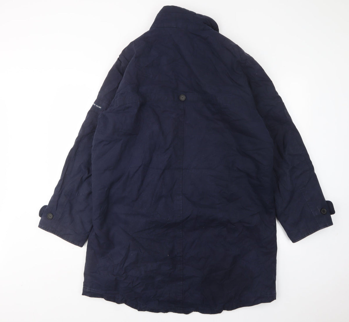 Back view of Hope+ Glory women’s blue overcoat coat, size S