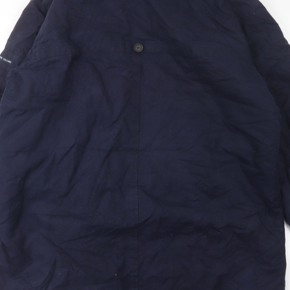 Brand and care label for Hope+ Glory women’s blue overcoat coat, size S