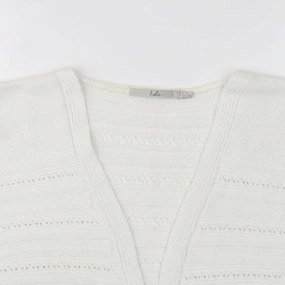 Womens UK Size L EWM White Cardigan Jumper