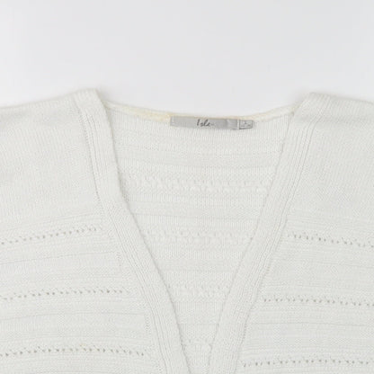 Womens UK Size L EWM White Cardigan Jumper