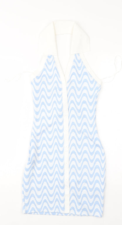 H&M Womens Multicoloured Striped Polyester Mini  Size XS  Halter