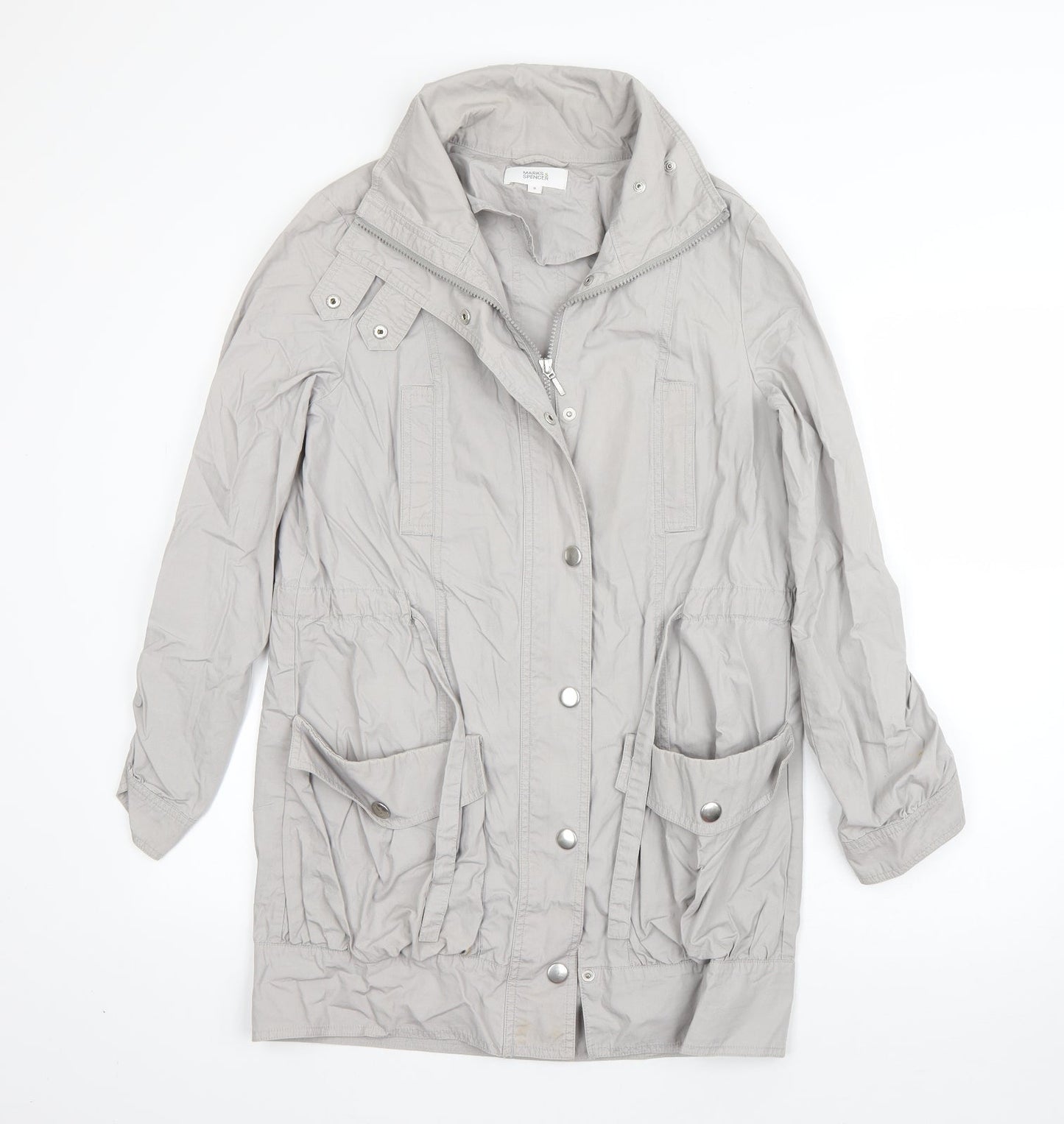 Womens UK Size 8 M&S Grey Overcoat