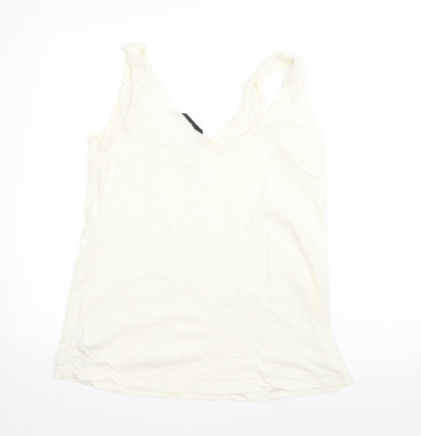 F&F Womens Beige  Cotton Basic Tank Size 10 V-Neck