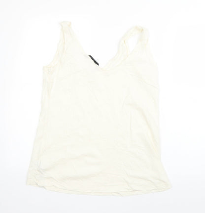 F&F Womens Beige  Cotton Basic Tank Size 10 V-Neck