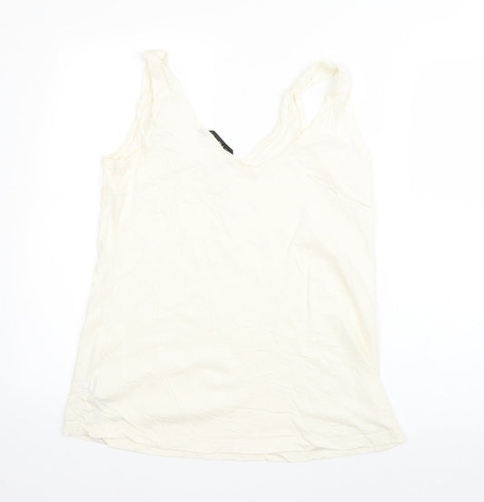 F&F Womens Beige  Cotton Basic Tank Size 10 V-Neck