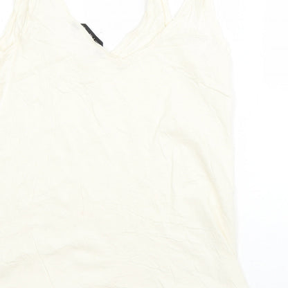 F&F Womens Beige  Cotton Basic Tank Size 10 V-Neck