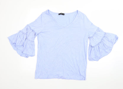 F&F Womens Purple  Viscose Basic Blouse Size 8 Round Neck