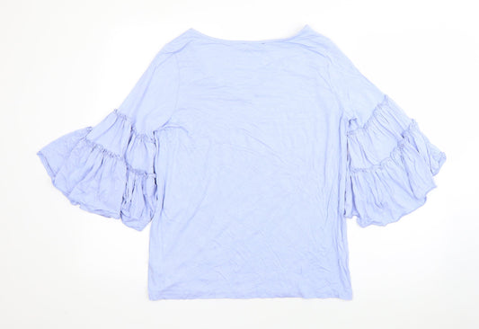 F&F Womens Purple  Viscose Basic Blouse Size 8 Round Neck