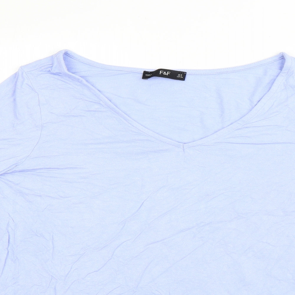 F&F Womens Purple  Viscose Basic Blouse Size 8 Round Neck