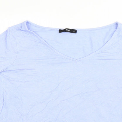 F&F Womens Purple  Viscose Basic Blouse Size 8 Round Neck